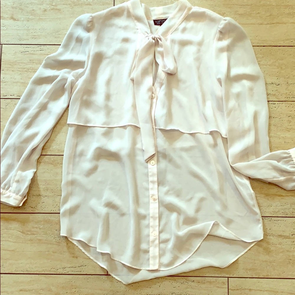 Pale pink topshop sheer blouse